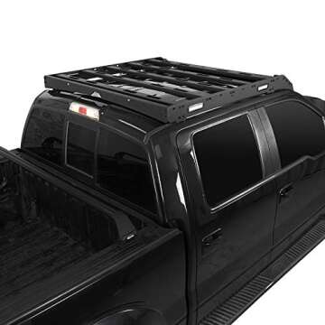 u-Box F150 Roof Rack Top Cargo Carrier w/4x LED Lights Compatible with Ford Raptor & F150 Super Crew Pickup Truck 2009 2010 2011 2012 2013 2014