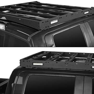 u-Box F150 Roof Rack Top Cargo Carrier w/4x LED Lights Compatible with Ford Raptor & F150 Super Crew Pickup Truck 2009 2010 2011 2012 2013 2014