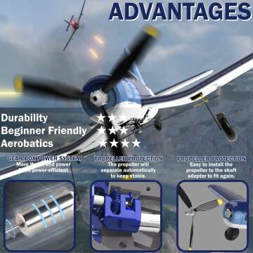 LEAMBE 4 Channel RC Plane - Ready to Fly Aerobatic Aircraft, Easy Control for Beginners, F4U Corsair RC Airplane Best Gift for Kids