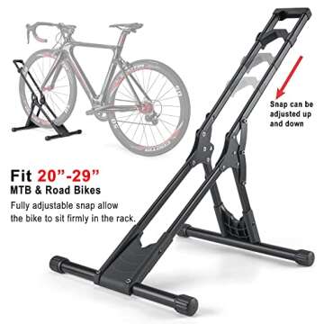 CHEPARK Bike Floor Stand Rack- Indoor Bike Stand for Garage/Home - Bike Storage Bicycle Parking Rack Fit 20”-29” Mountain Road Bikes (1 Bike Rack)