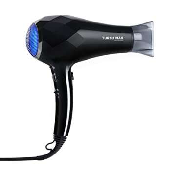 InStyler Turbo Max Ionic Dryer - Fast & Easy Drying for Healthy, Shiny Hair - Lightweight Efficient Hi-Torque Motor & Turbine Fan for Powerful Drying, Customize Heat, Power, Ion Levels