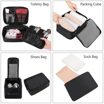 BAGAIL 8 Set Packing Cubes Luggage Packing Organizers for Travel Accessories (Jet Black)