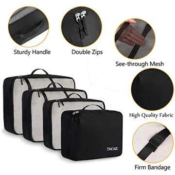 BAGAIL 8 Set Packing Cubes Luggage Packing Organizers for Travel Accessories (Jet Black)