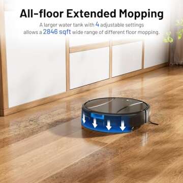 Tipdiy Robot Vacuum and Mop Combo, 4200Pa Powerful Robotic Vacuum Cleaner with Self-Charging, Home Automatic Robot Aspiradora for Hardwood Floor, Low Carpet, Pet Hair, App&Voice&Remote Control