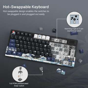 Womier S-K80 75% Keyboard with Color Multimedia Display Mechanical Gaming Keyboard