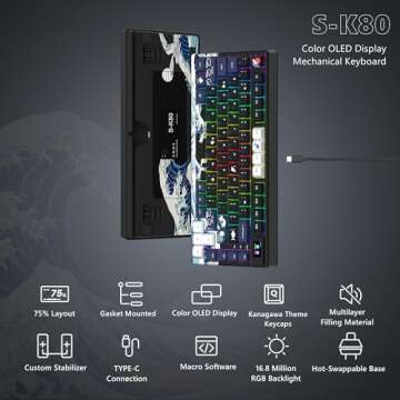 Womier S-K80 75% Keyboard with Color Multimedia Display Mechanical Gaming Keyboard