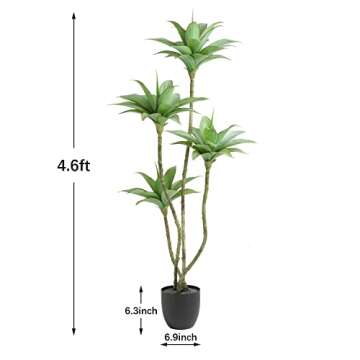 Waoops Artificial Trees Faux Water Lilies with 4 Heads in Pot 4.6 Ft Fake Tree Greenery Plants for Outdoor Indoor Decor Home Office Garden Housewarming Gift (4.6 Feet-2 Pack)