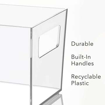 Nate Home by Nate Berkus Slim Plastic Bin with Handles | Perfect Organizer for Kitchen Storage or Fridge, and Pantry Organization from mDesign - Set of 2, Clear