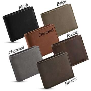 Personalized Wallets for Men, Gray - 6 Colors & 19 Font Options - Custom Engraved Leather Wallet - Gifts for Husband - Personalized Gifts for Men