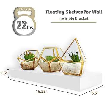 Sorbus Floating Shelves for Wall, Bathroom Shelves Wall Mounted for Kitchen, Bedroom, Bathroom Storage Over Toilet, Hanging Book Shelf for Wall Home Decor Living Room (White, 3 Pack)