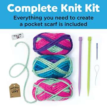 Creativity for Kids Learn to Knit Pocket Scarf - DIY Knitting Kit for Beginners, Kids Craft Kit