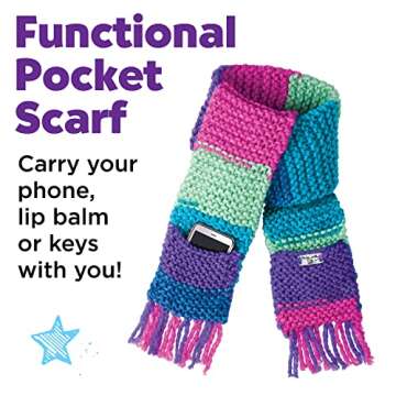 Creativity for Kids Learn to Knit Pocket Scarf - DIY Knitting Kit for Beginners, Kids Craft Kit