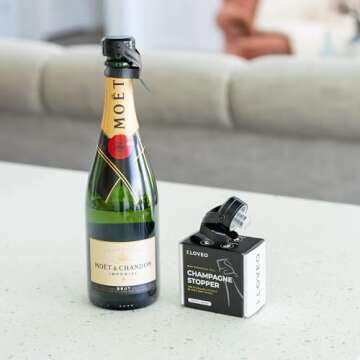 KLOVEO Champagne Stopper Black - Patented Seal - Made in Italy - WAF Plastic Bottle Stopper - Prosecco, Sparkling Wine, Cava