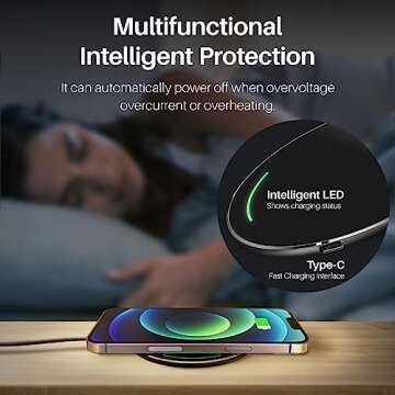 TOZO W1 Wireless Charger, 10W Qi-Certified Charging Pad with Aviation Aluminum Computer Numerical Control Technology Compatible with iPhone 16/16 Plus/16 Pro Max/15 14 13 12 and Samsung Galaxy Series