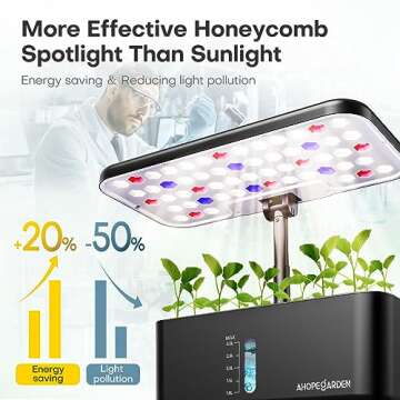 Indoor Garden Hydroponics Growing System: 10 Pods Plant Germination Kit Aeroponic Herb Vegetable Growth Lamp Countertop with LED Grow Light - Hydrophonic Planter Grower Harvest Veggie Lettuce, Black