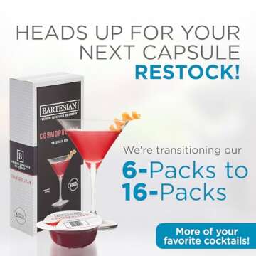 The Classic Collection Capsules, Variety Pack of 6 for Bartesian Premium Cocktail Maker (55524)