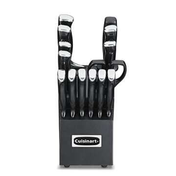 Cuisinart 15-Piece Knife Set with Block, High Carbon Stainless Steel, Forged Triple Rivet, Black/Black C77BTR-15PBK