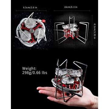 Bulin 5800W Ultralight Windproof Camping Gas Stove, Portable Small Mini Backpacking Hiking Stove Burner, Lightweight Outdoor Backpacking Stove Propane Butane, Heavy Duty Support Up to 25KG