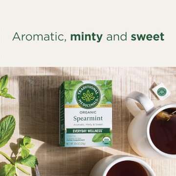 Traditional Medicinals Tea, Organic Spearmint, Supports Everyday Wellness, Healthy & Refreshing, 96 Tea Bags (6 Pack)