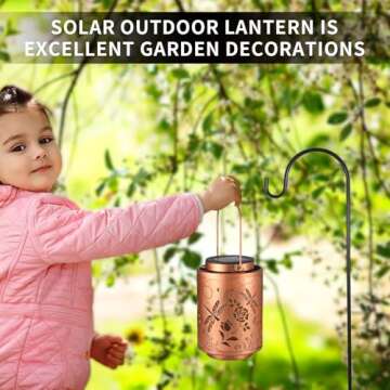 Solar Outdoor Lanterns, Dragonfly Garden Decor LED Light Hanging Waterproof Solar Metal Lantern Birthday Gifts for Women Mon Grandma Sunflower Solar Lights Outdoor Decoration for Patio Pathway Yard