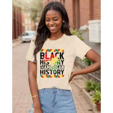 Black History Month Shirts Women Afro African Pride Culture Shirts for Women Melanin Short Sleeve