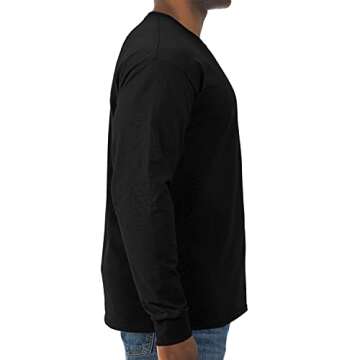 Jerzees Men's Dri-Power Cotton Blend Long Sleeve Tees, Moisture Wicking, Odor Protection, UPF 30+, Sizes S-3X, Black, X-Large