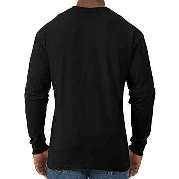 Jerzees Men's Dri-Power Cotton Blend Long Sleeve Tees, Moisture Wicking, Odor Protection, UPF 30+, Sizes S-3X, Black, X-Large