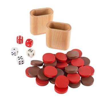 Hey! Play! Wood Backgammon Board Game- Complete Set with Folding Board for Storage, Portable Handle, and Full Game Accessories for Adults and Kids (80-HCH-BK)