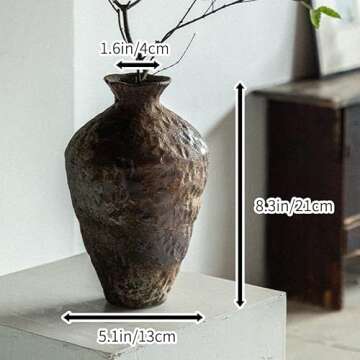 YSNCIDAN Unique vases for flowers,Stoneware Reactive Glaze Finish Rustic Ceramic Flower Vase Vintage Vases Farmhouse Decor for Living Room，Pottery Gifts for Her, Wedding Gift