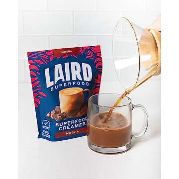 Laird Superfood Non-Dairy Coffee Creamer Mocha, Shelf-Stable Superfood Non-Dairy Powder Creamer, Gluten Free, Non-GMO, Vegan, 8 oz. Bag, Pack of 1