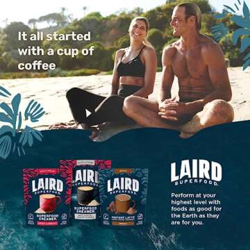 Laird Superfood Non-Dairy Coffee Creamer Mocha, Shelf-Stable Superfood Non-Dairy Powder Creamer, Gluten Free, Non-GMO, Vegan, 8 oz. Bag, Pack of 1