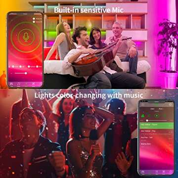 KSIPZE Led Strip Lights 50ft RGB Color Changing Music Sync,Bluetooth Led Lights with Smart App Control Remote,Led Lights for Room Bedroom Lighting Flexible Home Décor