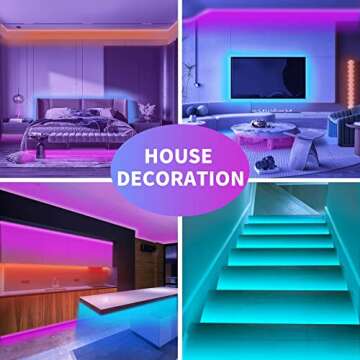 KSIPZE Led Strip Lights 50ft RGB Color Changing Music Sync,Bluetooth Led Lights with Smart App Control Remote,Led Lights for Room Bedroom Lighting Flexible Home Décor