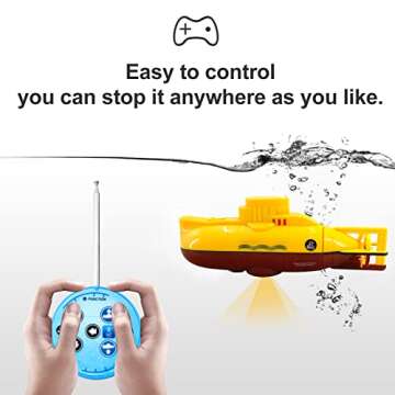 GoolRC Mini RC Submarine Remote Control Boat Waterproof Diving Toy Gift for Kids Boys and Girls (Yellow)