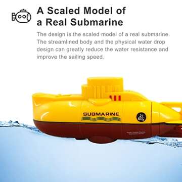 GoolRC Mini RC Submarine Remote Control Boat Waterproof Diving Toy Gift for Kids Boys and Girls (Yellow)