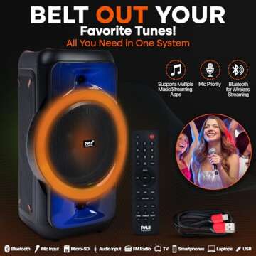 Pyle Audio Large Bluetooth Party Speaker - Big Bluetooth Speaker with True Wireless Stereo System - Enjoy Powerful Bass and Clear Treble - Portable Big Speaker - PPHP1979-160W