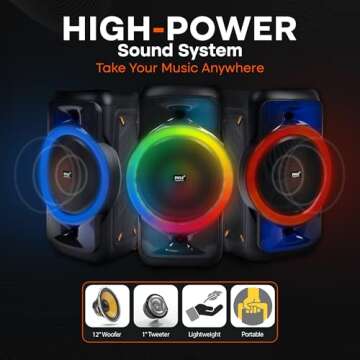 Pyle Audio Large Bluetooth Party Speaker - Big Bluetooth Speaker with True Wireless Stereo System - Enjoy Powerful Bass and Clear Treble - Portable Big Speaker - PPHP1979-160W