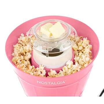 Nostalgia Hot Air Electric Popcorn Bucket with Lid, 24 Cup, Healthy Oil Free Popcorn