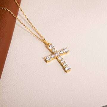 S.Leaf Cross Necklace for Women Gold Diamond Cross Necklaces for Women Sterling Silver Cross Pendant Necklaces for Women Birthday Anniversary