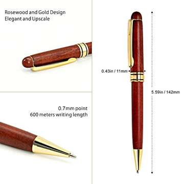 Elegant 3 Pcs Wooden Pen Set Gift Case