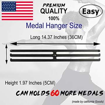 Lapetale Fashion Medal Hanger Display Black,Medal Holder Hanger Display Rack Frame for Sports Medals Use Sports Award,Medal Hanger Holder,Race Medal Display Holder,Running Medal Hangers