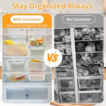 Fruit Storage Containers for Fridge,Produce Saver Containers for Refrigerator with Drain Colander,Food Storage Container,Dishwasher&Microwave Safe,Keep Fruits,Vegetables,Berry,Meat Fresh longer 3Pack.