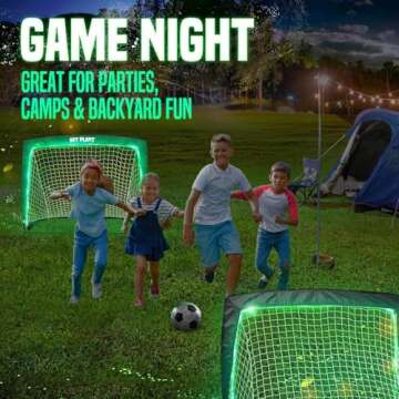 TGU Soccer Net Gifts - Light Up Soccer Goals, Glow in The Dark | Portable Pop-up Football Goals for Kids Teens & Youth, Black, 4 x 3Ft (NOS34140B01)