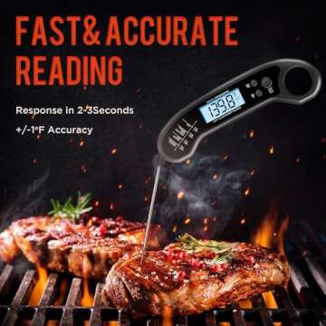 Digital Meat Thermometer Instant Read Meat Thermometer I for BBQ and Cooking, Waterproof Food Thermometer for Kitchen