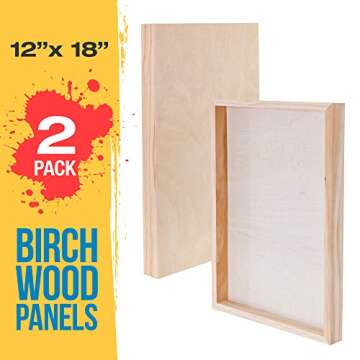 U.S. Art Supply 12" x 18" Birch Wood Paint Pouring Panel Boards, Gallery 1-1/2" Deep Cradle (Pack of 2) - Artist Depth Wooden Wall Canvases - Painting Mixed-Media Craft, Acrylic, Oil, Encaustic