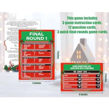 Christmas Friendly Feud Game, Friendly Feud Quiz, Baby Shower Game Cards for Adults, Family Activity, Feud Trivia Quiz, Games for Families Party Winter Party Supplies-LP5