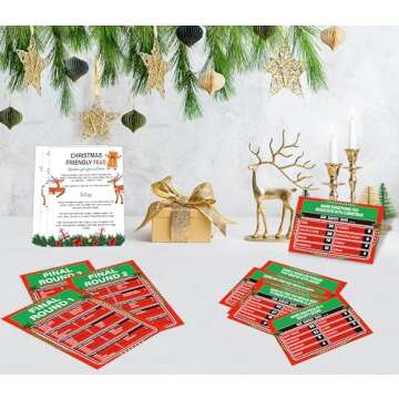 Christmas Friendly Feud Game, Friendly Feud Quiz, Baby Shower Game Cards for Adults, Family Activity, Feud Trivia Quiz, Games for Families Party Winter Party Supplies-LP5