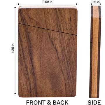 MaxGear Business Card Holder Wood Business Card Holders, Business Card Case Name Card Holder for Men Pocket Card Holder with Magnetic Closure, Walnut Beech