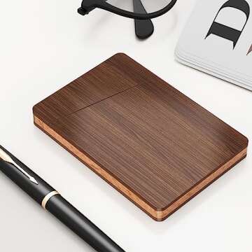 MaxGear Business Card Holder Wood Business Card Holders, Business Card Case Name Card Holder for Men Pocket Card Holder with Magnetic Closure, Walnut Beech