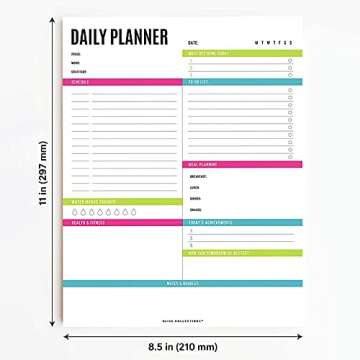 Bliss Collections Daily Planning Pad, To Do List Notebook - Vibrant - Undated Tear-Off Sheets Notepad - Day or Work Calendar, Organizer, Scheduler for Goals, Tasks, Ideas - 8.5" x 11", 50 Sheets